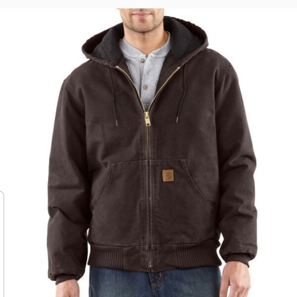 Carhartt Other - Carhartt Dark Brown Duck Hooded Jacket Medium
